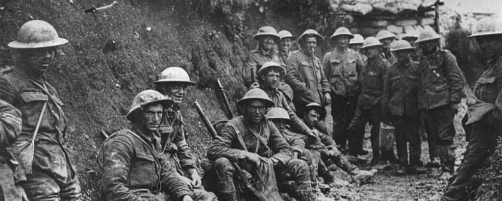 Soldados nas trincheiras da primeira guerra mundial