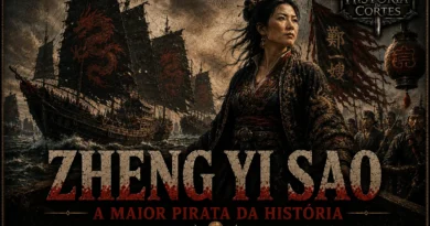 Zheng Yi Sao, a maior pirata da história, diante de sua frota no Mar da China