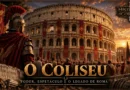 Ilustração do Coliseu de Roma na Antiguidade, com soldados, cidadãos romanos e estandartes do Império Romano.