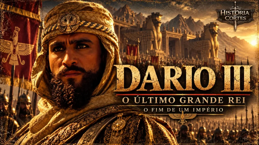 Dario III, último rei do Império Aquemênida, diante do exército persa
