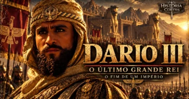 Dario III, último rei do Império Aquemênida, diante do exército persa
