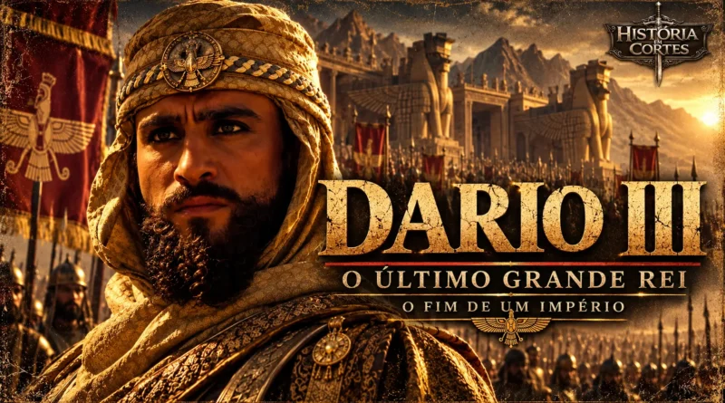 Dario III, último rei do Império Aquemênida, diante do exército persa