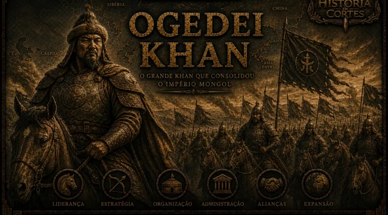 Ogedei Khan em arte histórica no estilo cinematográfico do História em Cortes