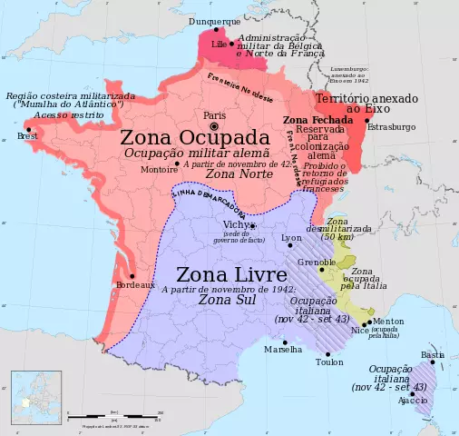Mapa da França ocupada