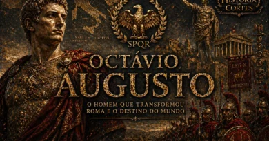 Octávio Augusto, primeiro imperador romano, liderando Roma durante a formação do Império Romano