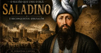 Ilustração de Saladino (Salah ad-Din), fundador da dinastia aiúbida, durante a reconquista de Jerusalém nas Cruzadas.