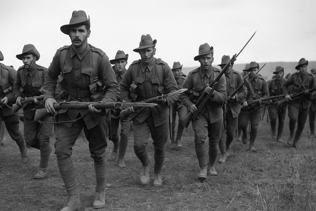 Ilustração dos Soldados Australianos na Primeira Guerra Mundial