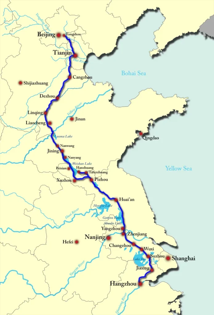 Mapa do Grande Canal da China