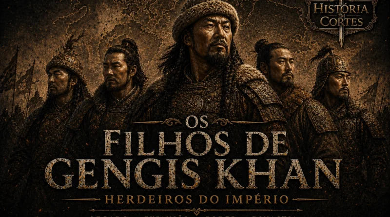 Os filhos de Gengis Khan, líderes do Império Mongol, representados como herdeiros do maior império terrestre da história