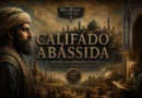 Ilustração do Califado Abássida durante a Idade de Ouro Islâmica, com Bagdá, estudiosos e arquitetura medieval islâmica.