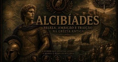 Ilustração histórica de Alcibíades durante a Guerra do Peloponeso na Grécia Antiga.