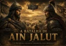 Representação artística da Batalha de Ain Jalut em 1260, mostrando o sultão mameluco Baibars e o comandante mongol Kitbuqa frente a frente antes do confronto decisivo que interrompeu a expansão mongol no Oriente Médio.