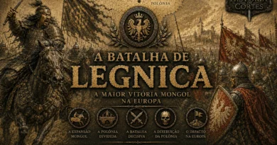 Ilustração da Batalha de Legnica de 1241 mostrando guerreiros mongóis enfrentando cavaleiros poloneses durante a invasão mongol da Europa medieval.