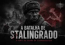 Ilustração da Batalha de Stalingrado mostrando um soldado soviético em meio às ruínas da cidade durante a Segunda Guerra Mundial