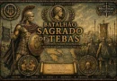 Ilustração do Batalhão Sagrado de Tebas, unidade de elite da Grécia Antiga formada por 300 guerreiros tebanos que se destacou nas Guerras Gregas do século IV a.C.