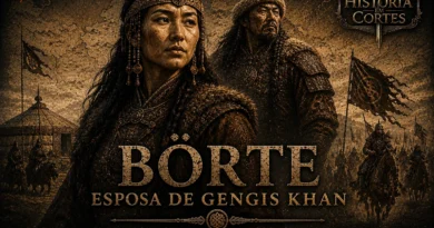 Ilustração cinematográfica de Börte, esposa de Gengis Khan, diante do exército mongol durante o surgimento do Império Mongol