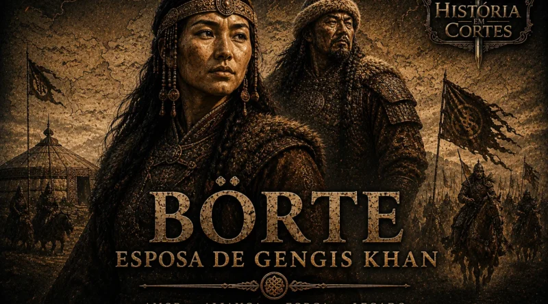 Ilustração cinematográfica de Börte, esposa de Gengis Khan, diante do exército mongol durante o surgimento do Império Mongol