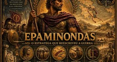 Epaminondas, general tebano que revolucionou a guerra grega antiga e derrotou Esparta na Batalha de Leuctra.