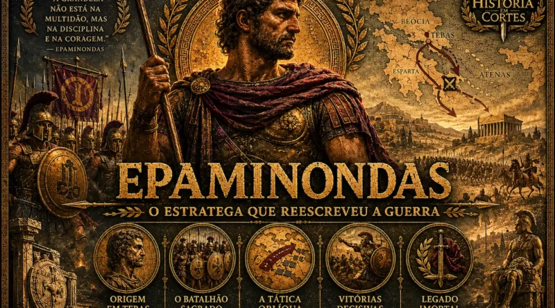 Epaminondas, general tebano que revolucionou a guerra grega antiga e derrotou Esparta na Batalha de Leuctra.