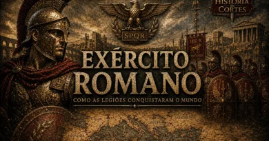 Exército romano em formação de legiões com estandartes SPQR durante expansão do Império Romano