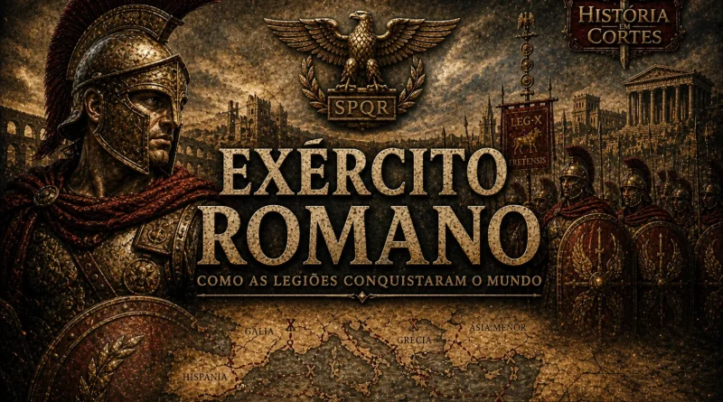 Exército romano em formação de legiões com estandartes SPQR durante expansão do Império Romano
