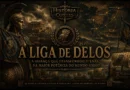 Ilustração da Liga de Delos mostrando Atenas, navios gregos e a expansão da aliança marítima liderada pelos atenienses após as Guerras Médicas.