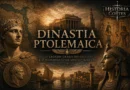 Dinastia Ptolemaica no Egito helenístico com Ptolomeu, Cleópatra, Farol de Alexandria e elementos da fusão entre as culturas grega e egípcia.