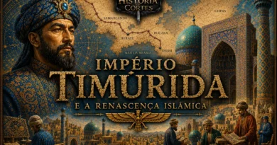 Império Timúrida e a Renascença Islâmica — Samarcanda, estudiosos, astronomia e arquitetura monumental durante a era timúrida.
