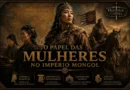 Ilustração histórica mostrando mulheres mongóis exercendo liderança política, diplomática e administrativa durante o Império Mongol.
