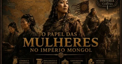 Ilustração histórica mostrando mulheres mongóis exercendo liderança política, diplomática e administrativa durante o Império Mongol.