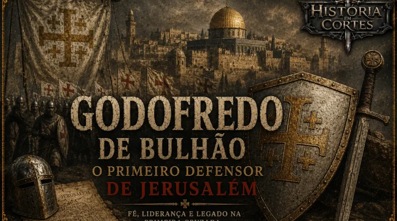 Godofredo de Bulhão diante de Jerusalém durante a Primeira Cruzada, capa do artigo História em Cortes.