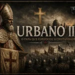 Urbano II: o Papa que Lançou a Cruzada e Redefiniu o Poder da Igreja Papa Urbano II discursando diante da cristandade e convocando a Primeira Cruzada, com Jerusalém ao fundo e cavaleiros cruzados reunidos.