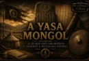 Capa do artigo sobre a Yasa Mongol, o código de leis atribuído a Gêngis Khan que organizou o Império Mongol e estabeleceu normas políticas, militares e sociais nas estepes da Ásia.