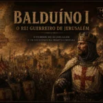 Balduíno I, primeiro rei de Jerusalém, representado diante da cidade durante o período das Cruzadas