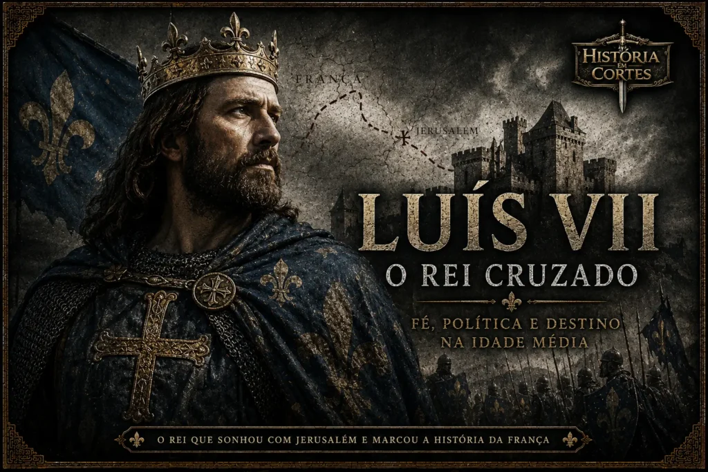 Representação artística do rei Luís VII da França, monarca capetíngio que participou da Segunda Cruzada e governou entre 1137 e 1180.