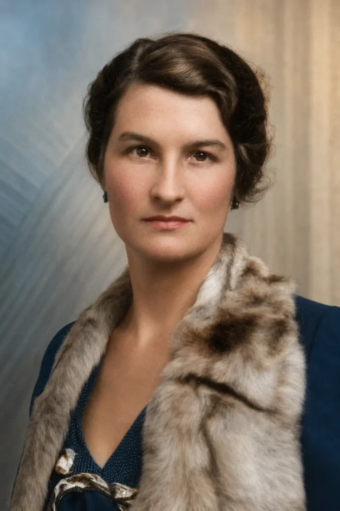 Retrato colorizado de Virginia Hall, agente da SOE, OSS e posteriormente da CIA durante a Segunda Guerra Mundial.