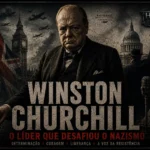Winston Churchill: O Homem que Recusou a Derrota e Salvou a Europa Winston Churchill durante a Segunda Guerra Mundial, com Londres e símbolos da resistência britânica ao nazismo