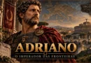 Imperador Adriano diante de Roma, representando seu governo e a consolidação das fronteiras do Império Romano.