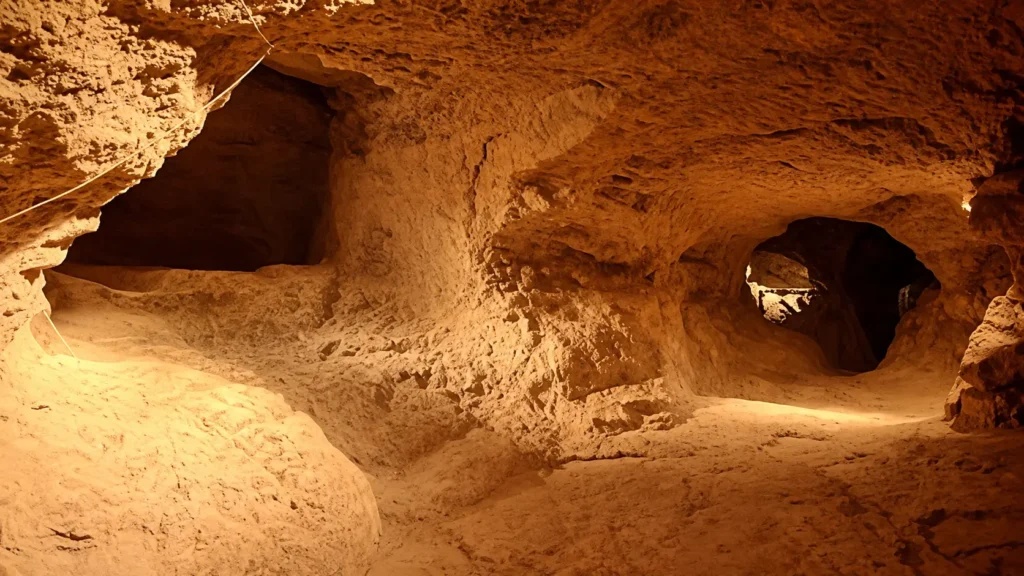Interior do Túnel de Warren, antigo sistema subterrâneo de Jerusalém